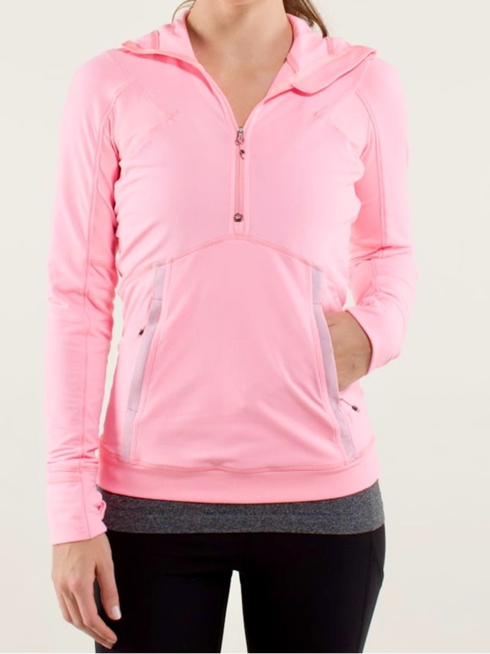 Lululemon Winter Sprinter Hoodie 4 Bleached Coral Pink Half Zip Run
